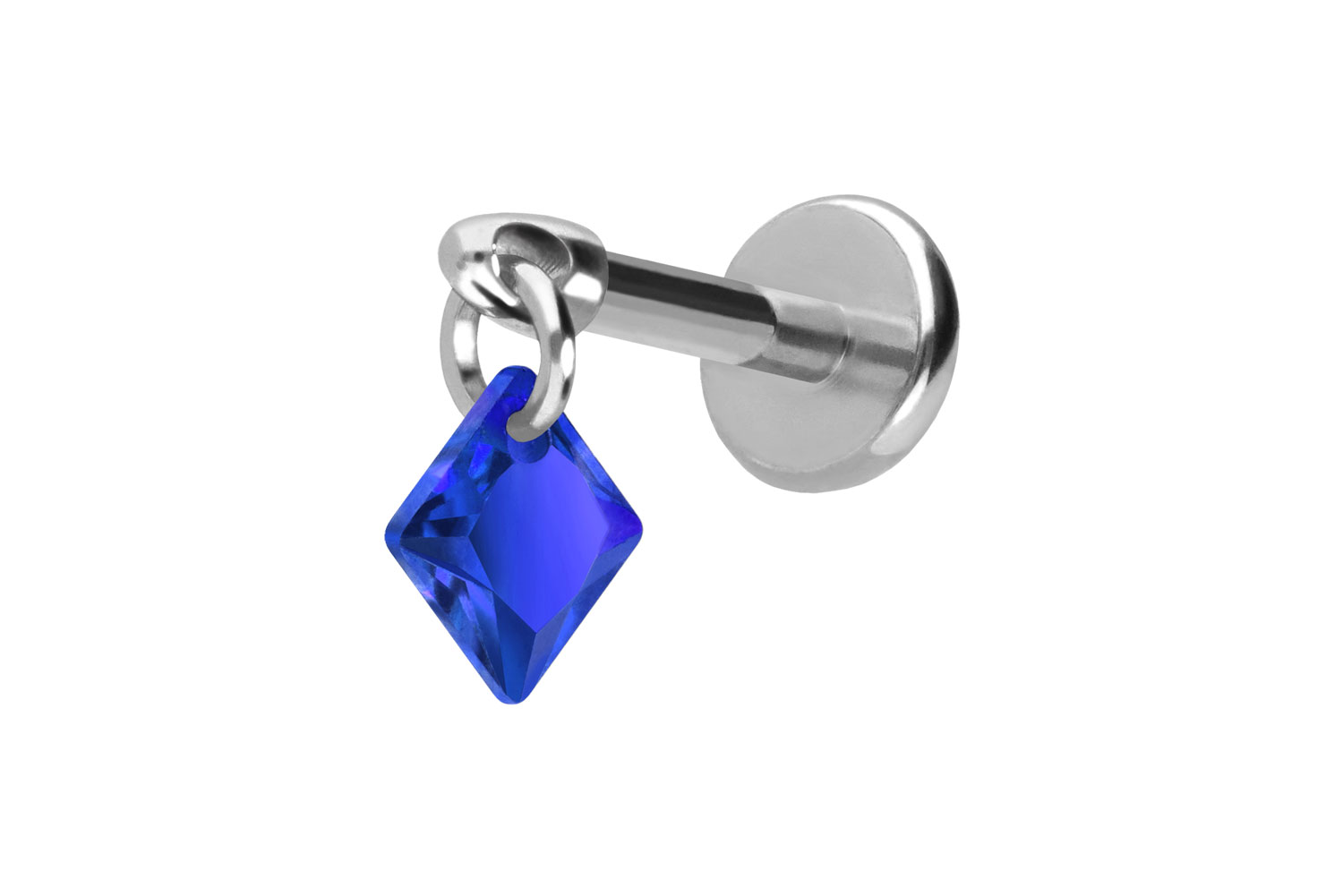 Titan Labret Piercing mit Push Fit KRISTALLQUADRAT